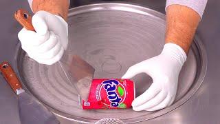 Fanta Cherry Ice Cream Rolls | how to make Fanta to Ice Cream - fast ASMR Hand Sounds & Movements