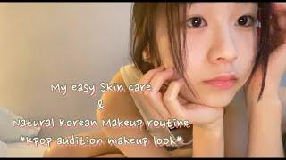 Secret to white & clear skin️ Korean kpop audition makeup, student makeup routine