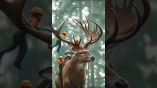 "Tiny Titan vs Giant Stag: The Most Epic Chase You'll See Today,#cute #shorts #viral #miniature #ai