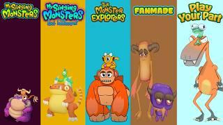 My Singing Monsters, Lost Landscapes, Monster Explorers, Famade, Play Your Part Redesign Comparisons