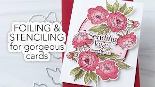 How to foil and stencil beautiful dahlias for your handmade cards