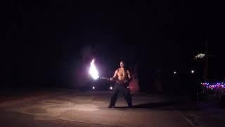 Jason Robo Firespinning 10-lb Mace Flow Circus of the Elements Trinidad Arts Firedancing
