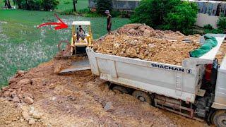 Amazing Recovery Dump Truck 25T Stuck By Skill Komatsu D58P Bulldozer