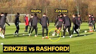 Zirkzee trolling Rashford with his NUTMEG during training ahead Europa League match | Man Utd News