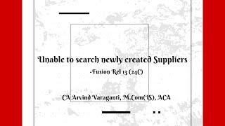 Real time Client Production Support Issues - AP1 - Unable to search newly created Suppliers