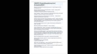 CBSPD ExamQuestions And Answers2023