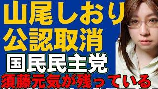 山尾しおり・公認取り消し。国民民主党は支持率低下。参議院選挙に向けて、まだ須藤元気氏が公認候補者として残っている問題について解説