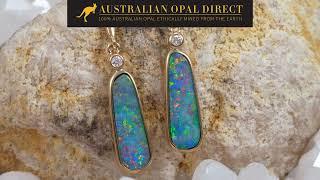 Gold Earrings, Green Earrings, Opal Stud Earrings - Australian Opal Direct | Worldwide Shipping