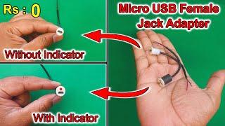 How To Make USB Charging Socket | Micro USB Female Charging Socket | Female Adapter| Charging Socket