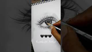 Realistic eye ️ || pencil art || kumkum artist