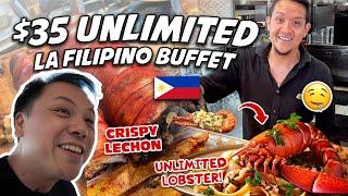 UNLIMITED LOBSTER, LECHON FILIPINO FEAST! $35 All-You-Can-Eat Buffet in LA [ENG  with CH,TGL Dub]