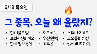 오늘 상한가, 급등 종목과 이유: 한미글로벌, 프리시젼바이오, 한국정보통신, 스튜디오미르, 오르비텍, 우진엔텍, 신세계 I&C, 미투온, 코오롱티슈진