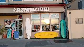 riding my skateboard to Morro Bay Azhiaziam surf shop