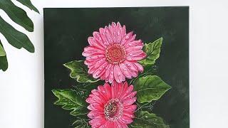 Pink Daisies Acrylic painting #acrylicpainting #arteza #flowerpainting #daisies #floralpainting