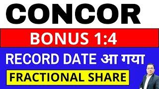 Concor share latest news . bonus announcement . concor share bonus . Container Corporation Of India