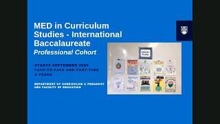 UBC Info Session - MEd in Curriculum Studies: International Baccalaureate (IB)