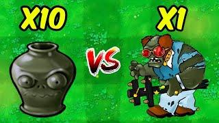 PVZ 1 Hybrid Challenge - 10 Plants Vases VS 1 Disco Gargantuar - Who Will Win?