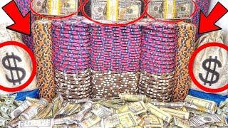 KNOCKING DOWN THE “WORLD’S LARGEST” POKER CHIP CASTLE WALL! HIGH LIMIT COIN PUSHER MEGA JACKPOT!!!