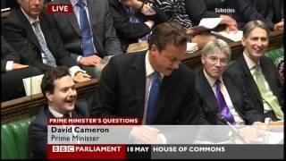 Question backfires spectacularly on Prime Minister's Questions (PMQs, 18.5.11)