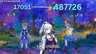 F2P AYAKA 487k Nuke Tutorial Skill Nuke showcase No 5 Star Weapon Best Build [ Genshin Impact ]