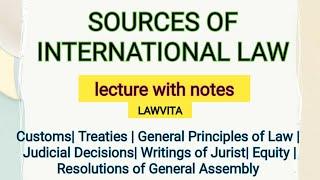 SOURCES of International Law lecture with notes LAWVITA