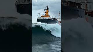 Ship on a Giant Wave! A Thrilling Ocean Journey #ship  #scaryocean #roughseas