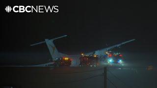 Part of plane catches fire on Halifax runway after rough landing, temporarily closing airport