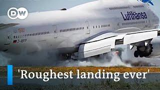 Livestream records Boeing 747 'roughest ever' touch-and-go landing | DW News