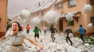 La gente scappa in preda al panico da enormi rocce dal cielo! Grandine gigante in Italia