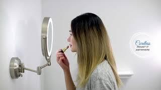 Zadro Cordless Dual LED Lighted Round Wall Mount Mirror 10X/1X