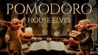 Hogwarts Autumn  Study with House Elves - POMODORO SESSION - Rainy Window Ambience