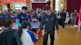 Ma Long, Lin Gaoyuan & Fan Zhendong interact with children