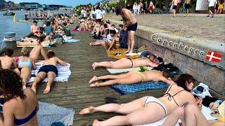 Islands BryggeHarbor Beach | Copenhagen Denmark | Bikini Beach Walk | June 2024 | 4K HDR