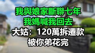 我與娘家斷聯七年，我媽喊我回去，大姑：120萬拆遷款被你弟花完！#孝顺#儿女#讀書#養生#佛#房产#晚年哲理#中老年心語#淺談人生#民間故事#養老#真實故事#兒女的故事#小嫺說故事#遗产#赚钱#人生