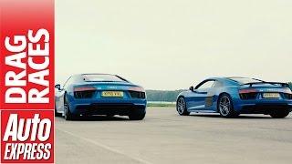 Audi R8 V10 vs V10 Plus drag race: how much difference does 69bhp make?