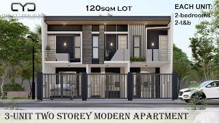 Project #40: A 3-UNIT TWO STOREY APARTMENT | 120SQM LOT | MODERN HOUSE | SMALL HOUSE DESIGN