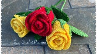 How to crochet a long stem Rosestep by step beginner friendly