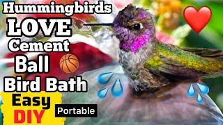 How to Make Hummingbird Endless Water Fountain EASY. Cement BALL Bird Bath Solar Powered they LOVE