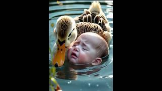 Unbelievable!A Heroic Duck Save a Baby from Drowning!#hearttouchingmoment#emotionalrescue