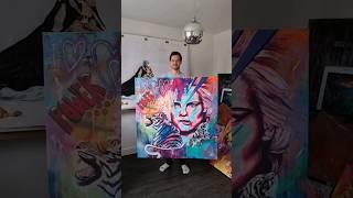 largest painting I've ever done #art #largepainting #acrylicpainting #portrait #tiger #colourful