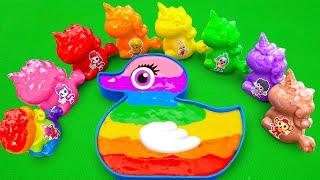 Making Rainbow Duck Bathtub by Mixing SLIME in COCOMELON vs Unicorn CLAY Coloring! Satisfying ASMR