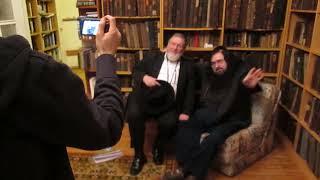 Rabbi Lionel Cofnas visiting with Dovid Katz at his Vilnius apartment...