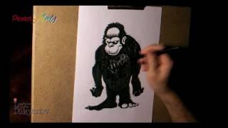 Inking a Bigfoot Character (Pentel Pocket Brush Pen)