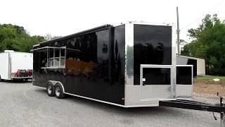 8.5x24 Black Food Catering Event Concession Trailer