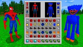 REALISTIC SPIDER MAN vs HUGGY WUGGY Inventory Shop MINECRAFT SUPERHERO INVENTORY CHALLENGE Animation