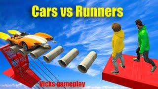 Cars VS Runners | GTA V FUN MODE | Vicks Gaming