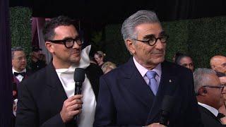 Hosts Dan Levy and Eugene Levy Emmy Awards 2024 Red Carpet Interview - Emmy Awards