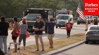 Supporters Wave To Trump Motorcade As Pres.-Elect Goes From Golf Course To Mar-A-Lago