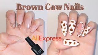 $5 Apres Gel-X Extension Dupe??  / AliExpress Finds /  Trendy Brown Cow Gel Nails