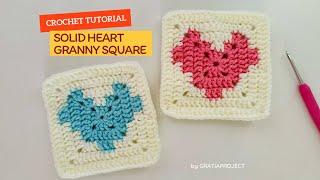 Crochet Solid Heart Granny Square | Step-by-step Crochet Along